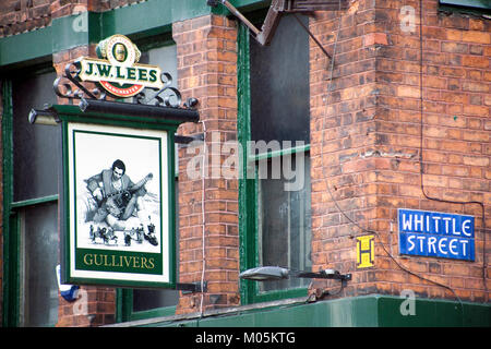 Gulliver's enseigne de pub, quart nord, Manchester Banque D'Images