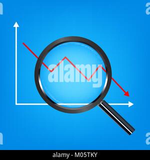 Analyse de verre noir agrandir la chute des graph Illustration de Vecteur