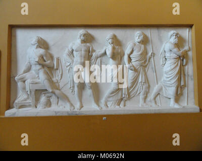 L'œuvre d'art représente Briseis et Achille, illustrant la mythologie grecque, les thèmes de l'amour, du conflit, de l'honneur, et narration culturelle. Banque D'Images