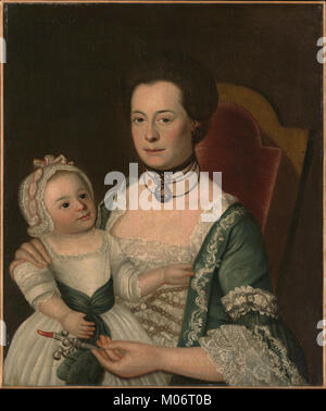 Portrait de MRS Jacob Hurd et de son enfant, mettant l'accent sur le lien maternel, l'intimité familiale et le lien émotionnel dans le portrait du XVIIIe siècle. Banque D'Images