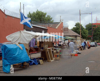 Barras Market street stalls scène avec exposants et clients Banque D'Images