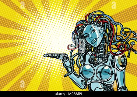 Belle femme robot-promoteur Illustration de Vecteur