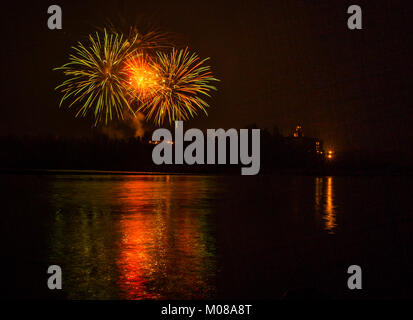 Château de Rivalta dans Fireworks Banque D'Images