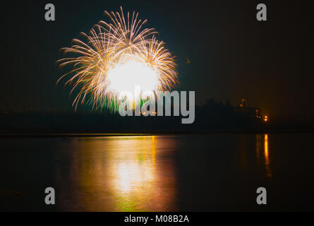 Château de Rivalta dans Fireworks Banque D'Images