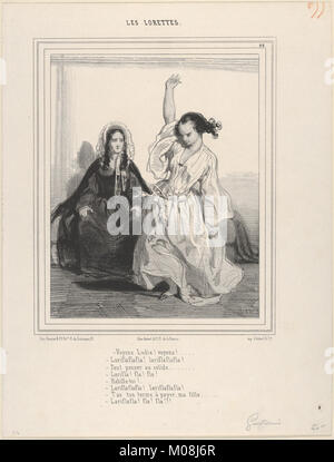 La planche 44 des Lorettes, publiée dans le Charivari le 13 février 1843, représente une illustration historique typique de la presse écrite française du XIXe siècle. Banque D'Images