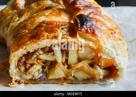 Strudel aux pommes close up Banque D'Images