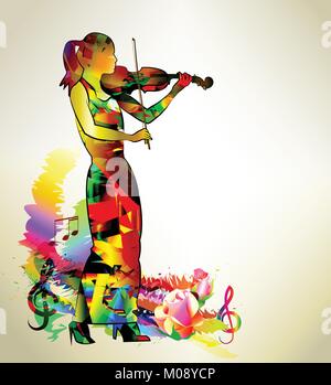 Musicien. Joueur de violon, violon classique jeu de fille Illustration de Vecteur