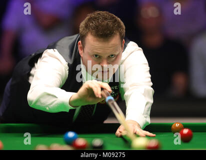 Shaun Murphy lors de la sixième journée des Masters 2018 Dafabet à Alexandra Palace, Londres. Banque D'Images