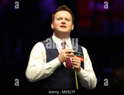 Shaun Murphy lors de la sixième journée des Masters 2018 Dafabet à Alexandra Palace, Londres. Banque D'Images