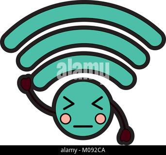 Signal wifi internet cartoon caractère kawaii Illustration de Vecteur