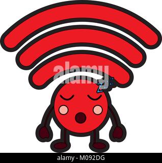 Signal wifi internet cartoon caractère kawaii Illustration de Vecteur