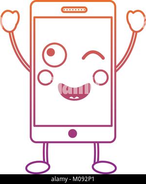 Image téléphone cellulaire heureux icône kawaii Illustration de Vecteur