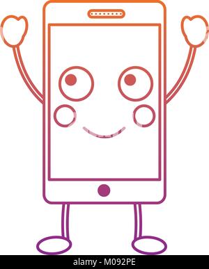 Image téléphone cellulaire heureux icône kawaii Illustration de Vecteur