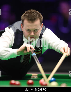 Shaun Murphy lors de la sixième journée des Masters 2018 Dafabet à Alexandra Palace, Londres. Banque D'Images