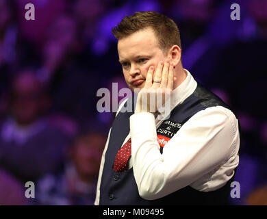 Shaun Murphy lors de la sixième journée des Masters 2018 Dafabet à Alexandra Palace, Londres. Banque D'Images