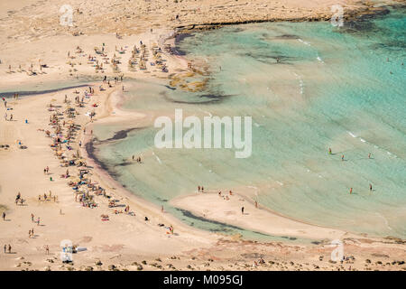 Vue sur la plage de rêve Balos Beach, plage de sable, péninsule de Gramvousa, Crète, Grèce, Europe, Europe, La Canée, Crète, Grèce, GR, Voyage, tourisme, dest Banque D'Images