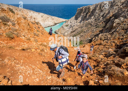 Plage de seitan limania, escalade à la plage, baignade cachés bay, plage de rêve, Chania, Crète, Grèce, Europe, Chania, Crète, Grèce, Europe, Voyage, GR Banque D'Images