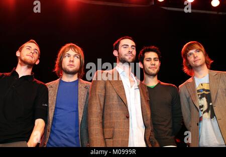 Maroon 5 Maroon 5 bande nommé aux Grammy Awards effectuer lors d'une conférence de presse annonçant la Honda Civic Tour 2005. illustré : Maroon 5 poser pour des photos. Hollywood, CA. 27 janvier 2005 © RTBJ/ MediaPunch Banque D'Images