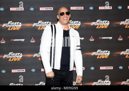 Londres, Royaume-Uni. 19 Jan, 2018. vin diesel à l'échelle mondiale Première de Fast & Furious Live à l'O2 Arena de Londres, Angleterre le 19 janvier 2018. Crédit : Jason Richardson/Alamy Live News Banque D'Images