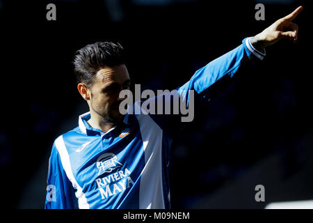 Cornella de Llobregat, Espagne. 18 janvier, 2018. Stade RCDE, Cornella de Llobregat, Barcelone, Espagne. Sergio Garcia au cours de la La Liga match du 20e round entre le RCD Espanyol v FC Séville à RCDE Stadium le 21 janvier 2018 dans Carmella del Llobregat, Barcelone, Espagne. Photo : G. Loinaz/Alamy Live News Banque D'Images