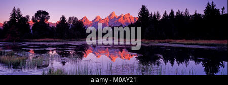 Le Grand Tetns à l'aube, Wyoming, USA Banque D'Images