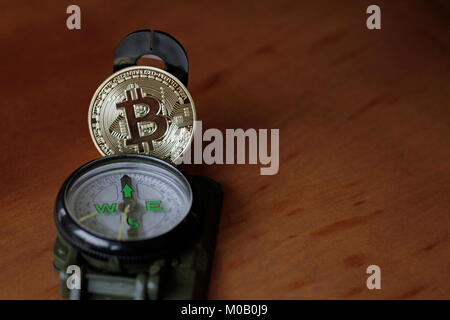 Boussole et trouver votre chemin - Bitcoin Banque D'Images