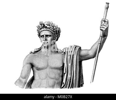 La statue de Claudius au Musée du Vatican à Rome, Italie, Tiberius Claudius Caesar Augustus Germanicus, 1er août 10 BC - le 13 octobre 54, l'annonce a été le quatrième empereur romain de la dynastie des Julio-claudiens, amélioration numérique reproduction d'une estampe originale de 1880 Banque D'Images