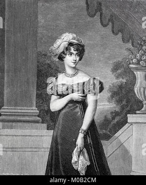 Marie-Caroline de Bourbon-Sicile, duchesse de Berry, Marie-caroline Ferdinanda Luise, 5 novembre 1798 - 17 avril 1870, était une princesse italienne de la Maison de Bourbon, l'amélioration numérique reproduction d'une estampe originale de 1880 Banque D'Images