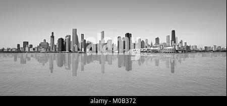 Noir et blanc de la ville de Chicago skyline Banque D'Images