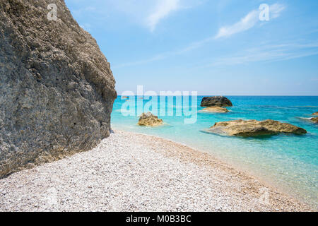 Vue sur Porto Katsiki plage sur l'île de Leucade en Grèce Banque D'Images