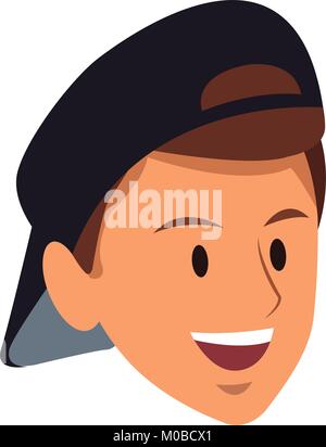 Jeune homme visage cartoon Illustration de Vecteur