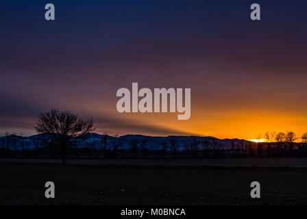 Coucher du soleil en Gossolengo Banque D'Images