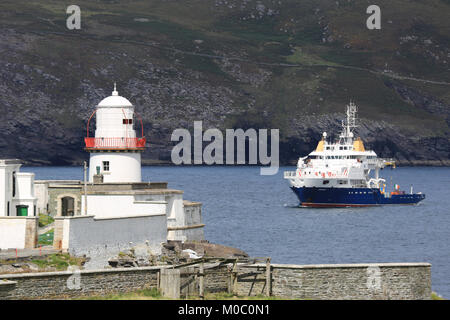 Feux de navire en service irlandais cromwells point, Valence, l'île de façon sauvage de l'Atlantique, dans le comté de Kerry, Irlande Banque D'Images