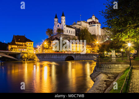 Soirée à Aarburg castle, canton de Zurich, Suisse. Banque D'Images