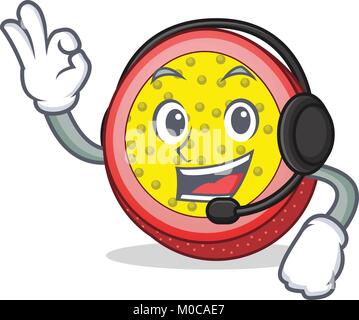 Casque avec passion fruit mascot cartoon Illustration de Vecteur