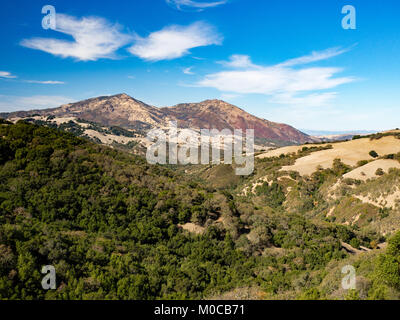 Randonnée pédestre dans la région de Morgan Territoire Regional Preserve, Walnut Creek, comté de Contra Costa, East Bay, Californie, Highland Ridge de piste voir Mount Diablo. Banque D'Images