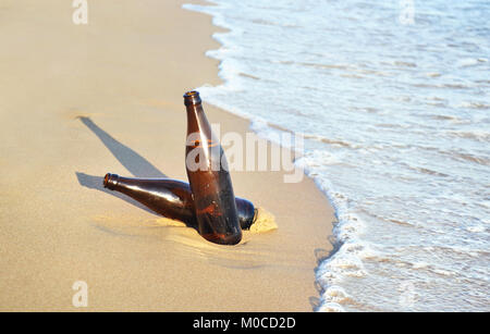 Bières sur la plage - l'icône d'été Grèce - relax beach concept Banque D'Images