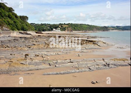 Plage et littoral du Pembrokeshire, à Saundersfoot, la baie de Carmarthen, au sud-ouest du pays de Galles, Royaume-Uni. Banque D'Images