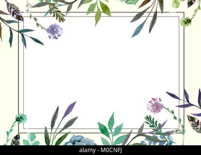Modèle de carte d'invitation de mariage avec motif floral border Banque D'Images