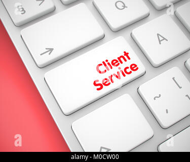 Service Client - texte blanc sur le bouton du clavier. 3D. Banque D'Images