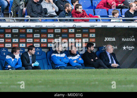 Barcelone, Espagne. 20 Jan, 2018. Quique Sanchez Flores pendant le match entre l'Espanyol et le FC Séville, pour le cycle 20 de la Liga Santander, jouée au stade RCDE le 20 janvier 2018 à Barcelone, Espagne. Más Información Gtres Crédit : Comuniación sur ligne, S.L./Alamy Live News Banque D'Images