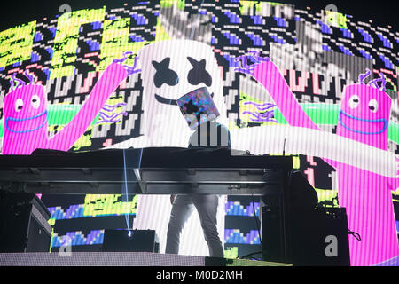 USA. 13 Jan, 2018. Marshmello effectue le 13 janvier 2018 à la Bill Graham Civic Auditorium à San Francisco, Californie. Crédit : l'accès Photo/Alamy Live News Banque D'Images