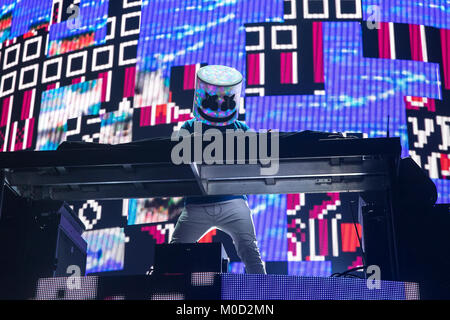 USA. 13 Jan, 2018. Marshmello effectue le 13 janvier 2018 à la Bill Graham Civic Auditorium à San Francisco, Californie. Crédit : l'accès Photo/Alamy Live News Banque D'Images