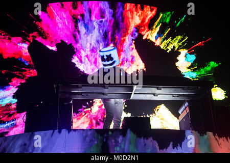 USA. 13 Jan, 2018. Marshmello effectue le 13 janvier 2018 à la Bill Graham Civic Auditorium à San Francisco, Californie. Crédit : l'accès Photo/Alamy Live News Banque D'Images