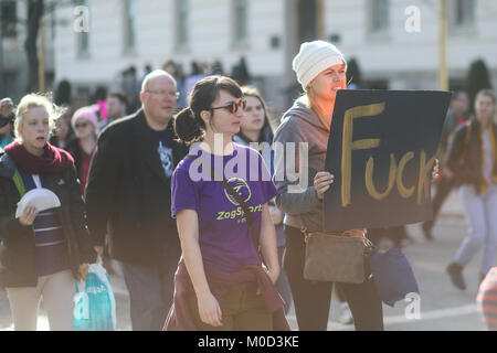 WASHINGTON, DC, USA. Le 20 janvier, 2018. Près d'un an après l'historique de la Marche des femmes sur Washington, les militants se rassemblent dans la capitale américaine une fois de plus à faire entendre leur voix. Les manifestants ont marché du Mémorial de Lincoln à la Maison Blanche. Credit : Nicole verre / Alamy Live News. Banque D'Images