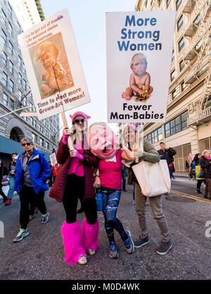 Los Angeles, Californie, USA. 20 Jan, 2018. Des milliers d'hommes, femmes et enfants dans la rue pour manifester contre l'administration d'atout lors de la Marche des femmes 2018 Los Angeles. Crédit : Brian Cahn/ZUMA/Alamy Fil Live News Banque D'Images