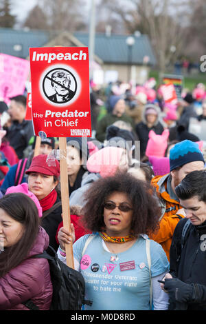 Seattle, Washington : manifestants à Seattle la Marche des femmes 2.0 rally. Crédit : Paul Christian Gordon/Alamy Live News Banque D'Images