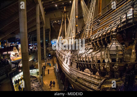 À l'intérieur du Musée Vasa à Djurgarden, Stockholm, Suède Banque D'Images