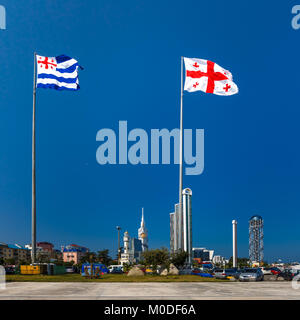 Drapeaux de l'Adjarie et la Géorgie Banque D'Images