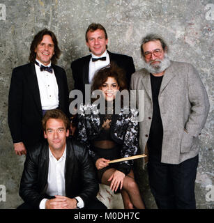 Huey Lewis, Sheila E, Joe Montana et Jerry Garcia à l'picutred 1988 Bay Area Music Awards Crédit : Pat Johnson/MediaPunch Banque D'Images